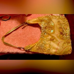 Boho style beige with sequins purse